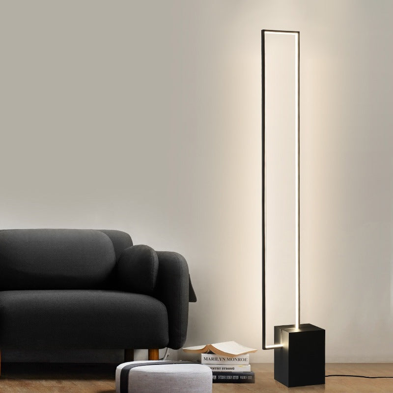 Minimalist Sand Black Floor Lamp Quadriboid Base Square Light Body