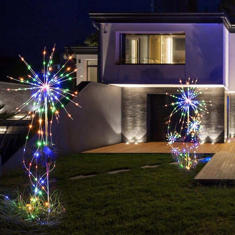 Solar Powered Garden Flowers Firework Lights Outdoor Copper Wire Lights Waterproof LED Light For Garden Lawn Landscape Lamp